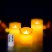 D80 * H100 125 150mm 3 pcs रिमोट नियंत्रित एलईडी क्रिसमस स्विंग मोमबत्ती सेट