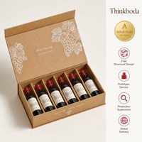 Boîte de dégustation de vin en papier kraft personnalisée, 6 mini bouteilles, impression de ligne de raisin blanc, boîte pliable à rabat pour la dégustation de vin, emballage cadeau