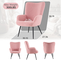 Fauteuil moderne en tissu polaire Teddy, confortable et rembourré, avec assise épaisse, fauteuil de détente individuel pour salon