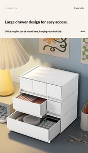 Boîte de rangement en plastique multi-niveaux, anti-poussière, de type tiroir, pour cosmétiques et bijoux, au design simple et élégant, à combiner librement - Product Image 6