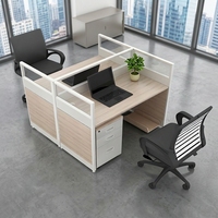 Poste de travail de bureau moderne en bois avec cloison, table et ensemble de mobilier pour employé avec rangement