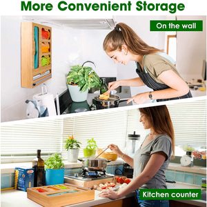 5-trong-1 nhà bếp bằng gỗ ngăn kéo tổ chức với lá nhựa bọc Dispenser chủ tre Ziplock túi lưu trữ tổ chức - Product Image 3