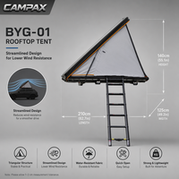 Tenda Atap Segitiga Ultra Tipis CAMPAX Soft Shell Lapis Ganda 4 Musim untuk Overlanding 2-3 Orang |   Tenda atap