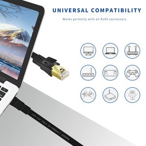 <span class=keywords><strong>Cable</strong></span> <span class=keywords><strong>Ethernet</strong></span> CAT8 de <span class=keywords><strong>25</strong></span> pies, alta velocidad, resistente, 40 Gbps, 2000 Mhz, conector RJ45 chapado en oro para módem, enrutador, interruptor, juegos - Product Image 6