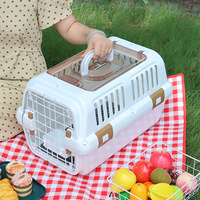 Cage de transport ventilée en plastique pour animaux de compagnie avec porte métallique sécurisée pour des voyages sûrs avec chat et chien