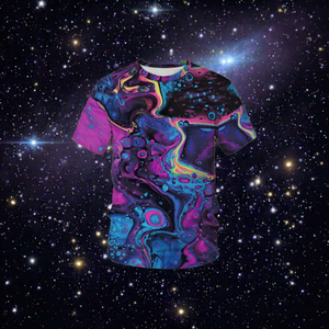 Camiseta Personalizada para Hombre con Estampado 3D de Galaxia, Cuello Redondo, Tejida, 100% Algodón, Estilo Casual Urbano - Product Image 3