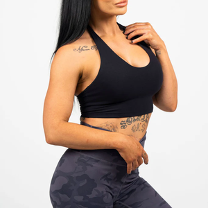 Servicio OEM: Top Deportivo <span class=keywords><strong>de</strong></span> Yoga para Mujer con Cuello Redondo y Espalda Baja, con Almohadillas Integradas, Sujetador Deportivo Halter para Gimnasio y Fitness - Product Image 3