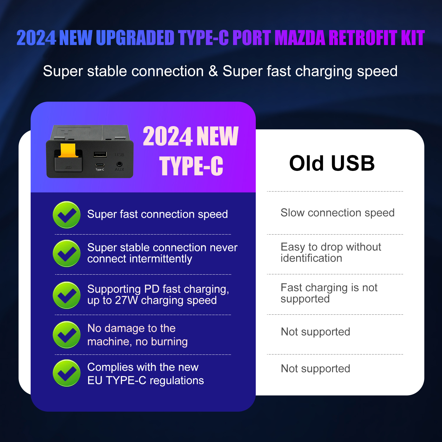 マツダTYPE-Cワイヤレスカープレイレトロフィットキット、マツダ2/3/6