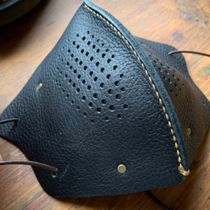 Leather dust mask/face shield, punk cycling breathable face shield, DIY customizable with filter <b>clips</b>. - Product Image 3
