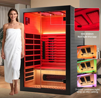 Sauna infrarouge à spectre complet personnalisé en bois de pruche pour 2 personnes, sauna sec intérieur pour la maison et la salle de sport