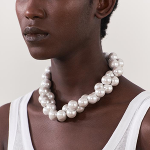 Collar de cadena de perlas grandes para mujer, Gargantilla con babero grande, nueva moda - Product Image 1