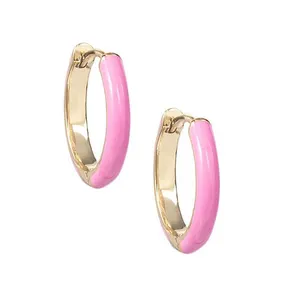 Thời Trang Vàng Vermeil Mạ Màu Tùy Chỉnh Men Huggie Hoop Earring