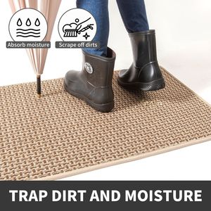 Paillasson moderne en lin rectangulaire antidérapant pour entrée, salon, chambre - Product Image 3