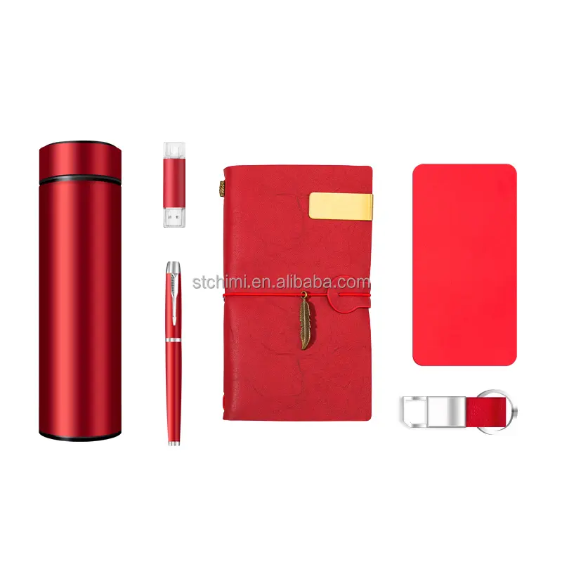 Vacuum flask + USB flash drive + pen + A6 notebook + power bank + keychain novelty gifts gifts items 2023 corporate gift set