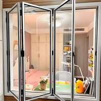Moderne Fenêtre Cuisine Bar Café Lait Thé Boutique En Alliage D'aluminium Rail Villa Gauche Droite Pliable Conception Horizontale