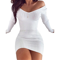 Vestido negro de manga larga con cuello en V para mujer, ropa Sexy informal, elegante, a la moda, para otoño y primavera, 2022