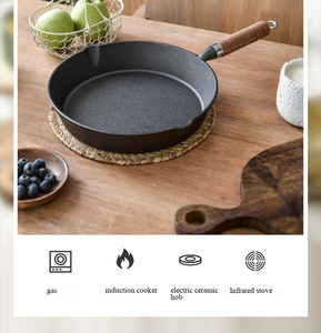 Accessoires de cuisine, moule à tarte <span class=keywords><strong>en</strong></span> <span class=keywords><strong>fonte</strong></span> de 10 à 25 cm de diamètre, noir avec poignée <span class=keywords><strong>en</strong></span> bois, poêle <span class=keywords><strong>en</strong></span> <span class=keywords><strong>fonte</strong></span> antiadhésive - Product Image 3