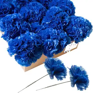Blue Artificial Carnations Memorial Day for Funeral Arrangements Wedding Bouquets Cemetery Wreaths DIY Crafts