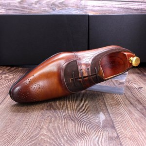 Chaussures formelles à lacets artisanales en cuir véritable pour hommes de luxe sur mesure de haute qualité, chaussures habillées à la mode - Product Image 6