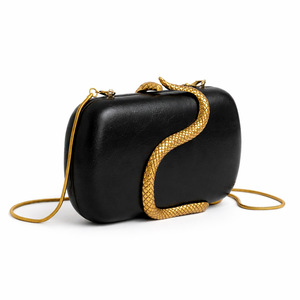 Square Print Cross-Body Clutch <b>Bag</b> Gold Chain Handle Clip Closure 1-2.9L Capacity Elegant Evening Party Style Pillow Shape PU - Product Image 4