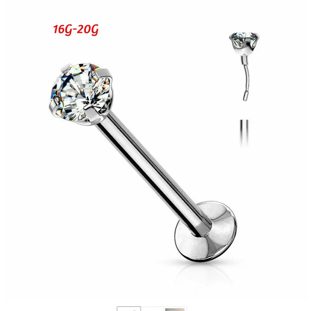 Acier Inoxydable 1.5-4mm Lunette Zircon Labret Anneau de Nez Cercle Tragus Oreille Nail 16G18G20G Titane Septum Lip Piercing Bijoux