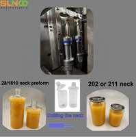 Machine de soufflage de bouteilles en plastique PET semi-automatique à 2 cavités 202 211 pour la fabrication de bouteilles de type canette à partir de préformes PET de 28 mm 1810.