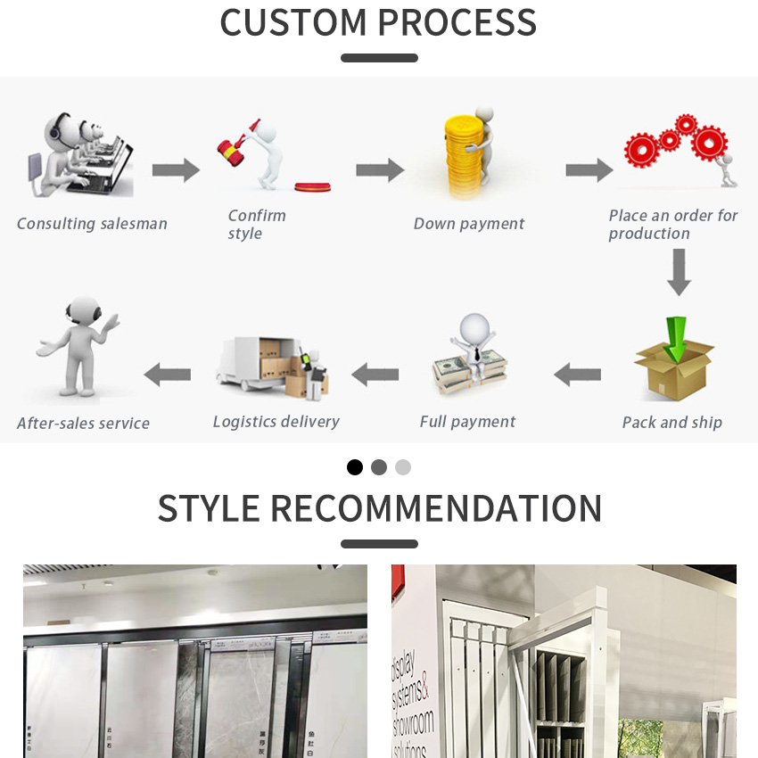 Factory Rotary Granite Showroom Sliding Marble Panel Sample Stands Custom Slab Sintered Stone Ceramic Tiles Slider Display Racks