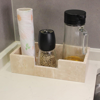 Porte-serviettes d'invité en travertin rectangulaire naturel pour porte-serviettes de salle de bain panier à main pour salle de bain cuisine restaurant
