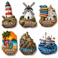 Aimants de réfrigérateur personnalisés en résine 3D colorée, souvenirs de voyage de la plage du village, imprimés sur mesure, pour les boutiques de stations balnéaires, en emballage en lot