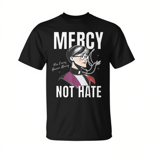 Camiseta Mercy Not Hate negra unisex con cuello redondo y manga corta con estampado digital, regalo religioso para la iglesia - Product Image 2