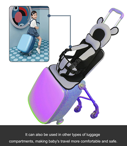 रैंक 1 फोल्डेबल पोर्टेबल कैरी ऑन ट्रैवल बैग चेयर ट्रॉली बेबी राइड सामान बेल्ट सीट - Product Image 5