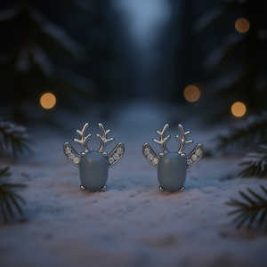 Pendientes bonitos con forma de ciervo para mujer, chapados en plata, cristal, diamantes de imitación, forma de animal, regalo, joyería, pendientes de moda - Product Image 2