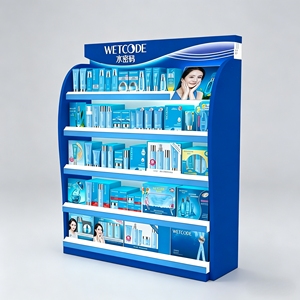 Premium LED Wooden Floor Display Cabinet for Skincare Brand in Retail Stores Elegant Display Stand Solution - Product Image 1
