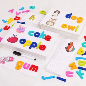 Tarjetas Flash de alfabeto de madera, juego a juego de frutas y animales ABC, clasificación de colores, puzle educativo para edades tempranas
