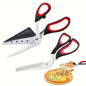 Forbici per <span class=keywords><strong>pizza</strong></span> multifunzionali Lama in acciaio inossidabile Utensili da taglio staccabili Impugnatura ergonomica Nero e rosso per cucina da ristorante - Product Image 1