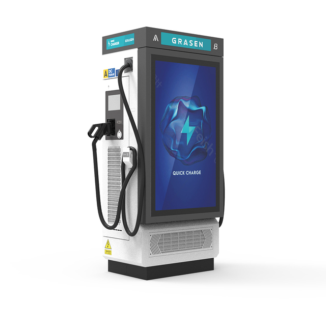 120kW Advertising Screen 55 Inch EV Charger Station Commercial Charging Air Cooling RFID Ethernet OCPP DC Charger