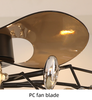 JYLIGHTING Ventilateurs de plafond LED modernes de luxe, lustre en verre, ventilateur lumineux créatif en métal Firefly, chambre à coucher, salon, télécommande ABS