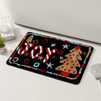 Tapis en peluche en forme d'homme en pain d'épices brodé, antidérapant, décoration de Noël, cadeau pour la maison, l'hôtel, le salon, essentiels de vacances