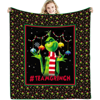 Jetés de couvertures en flanelle polaire de Noël Fuzzy Grinch Gnome