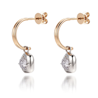 Boucles d'oreilles pendantes originales de créateur 2026 en or 18 carats bicolore avec diamants HTHP ronds – Fabricant de haute joaillerie spécialisé depuis 25 ans