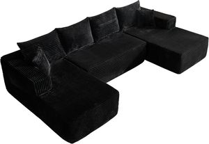 134" Rectangle Modular Sectional Fabric <strong>Sofa</strong> with Deep <strong>Seat</strong> and Chaise for Living Room Bedroom - Product Image 2