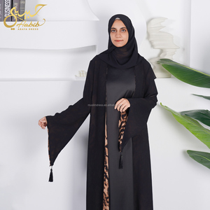 Habib doble cara Abayas mujeres musulmanas doble cara usando Abaya frente abierto Kimono estilo árabe Dubai musulmán Abaya - Product Image 5