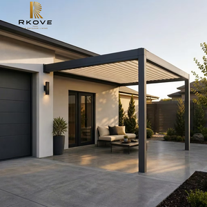 Pérgola Moderna de Aluminio RKOVE, Rectangular, con Recubrimiento de Polvo Negro, Estructura de Sombra para Exteriores y Jardín - Product Image 6