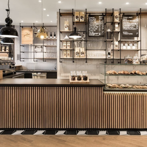 Muebles Comerciales para Cafetería, Bar, Estante para Botellas de Vino, Quiosco, Estantes de Madera con LED, Vidrio Templado, Diseño Duradero para Cafetería, Decoración de Cafetería - Product Image 4