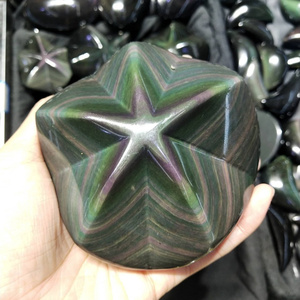 Venta al por Mayor de Estrellas de Cinco Puntas de Obsidiana Arcoíris de Estilo Bohemio, Tallado en Piedra de Cristal Natural para Decoración del Hogar y Regalos Navideños - Product Image 3