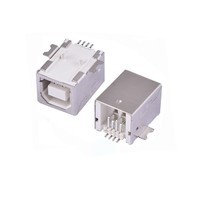 Conector USB Redondo de Latón Tipo B Hembra de 90 Grados Cuadrado de 12V para Soldadura en PCB, Conector Principal para Impresora de Datos HXSchip