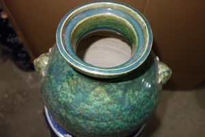 प्राचीन हरा सिरेमिक वाबी सबी फूलदान अटलांटिस वियतनाम मिट्टी के बर्तन फूलदान - Product Image 3