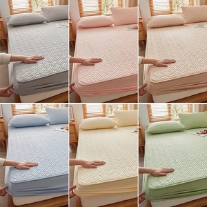 Embroidered Waterproof 100% Polyester Quilted All-Season <strong>Bed</strong> <strong>Cover</strong> Thick Mattress Protector Fitted Sheet Set Woven Plain Style - Product Image 3