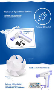 recargable portátil secador de pelo USB de carga eléctrica de la batería de pelo secador ventilador inalámbrico para viajes - Product Image 5