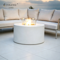 Table de foyer extérieur moderne au gaz, cheminée au propane en béton autoportante sans fumée 50000-74999 BTU pour jardin, patio, plage